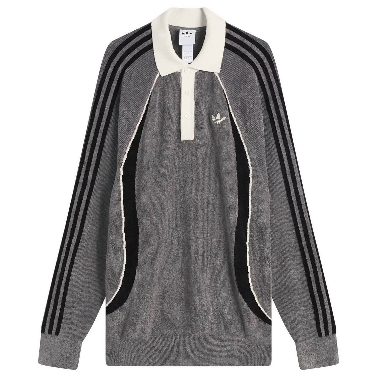 Polo majica adidas Originals Wicons Striped Knit Long Sleeve Polo Siva | KS5442, 0