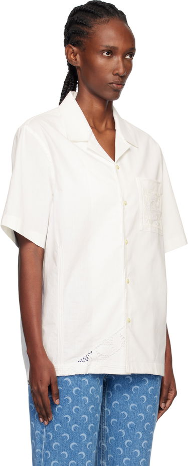 Košulja Marine Serre Regenerated Household Linen Short Sleeve Bowling Shirt Bijela | USI016AUWOV0045, 1