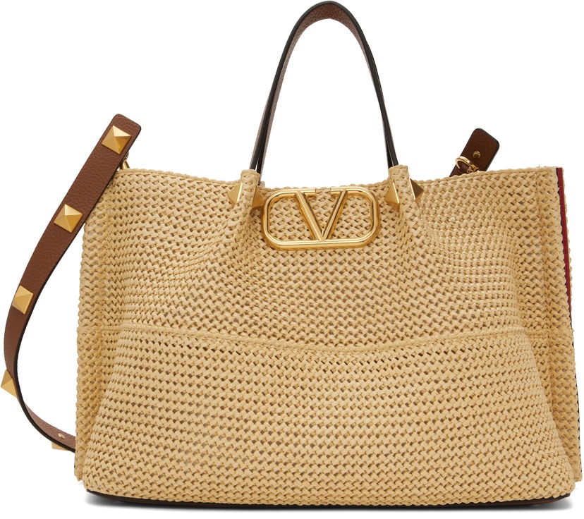 Tote bag Valentino Valentino Garavani Medium Straw Summer Tote Bež | 6W2B0K39YCE