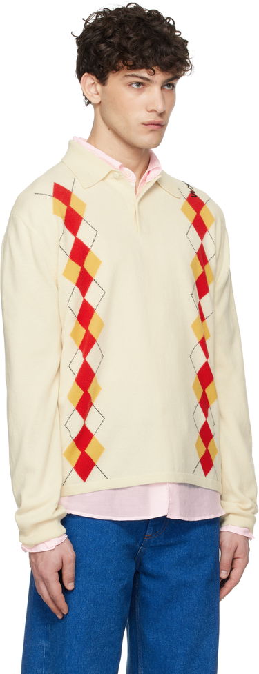 Džemper Marni Marni Argyle Detail Knit Polo Shirt Bež | POMG0072Q2 UFH546, 1