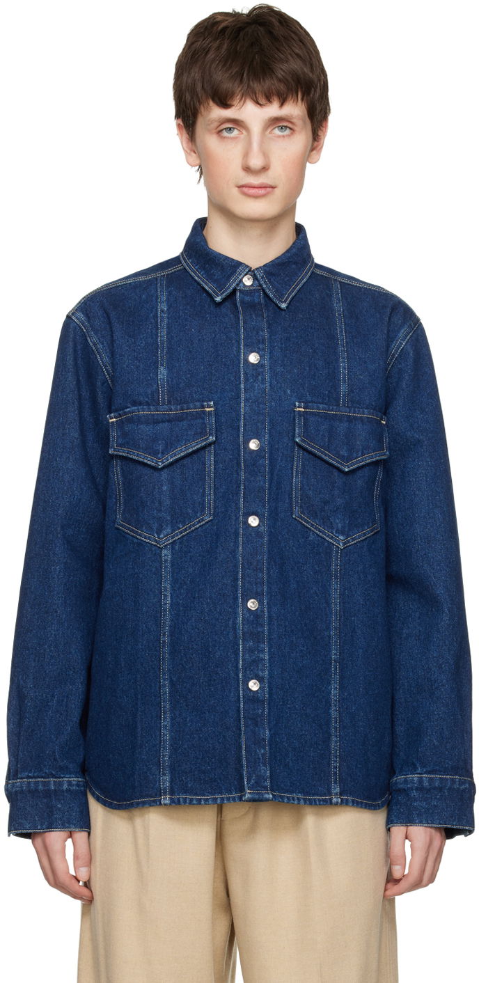 Košulja Nanushka Denim Shirt Plava | NM22FWTP01657