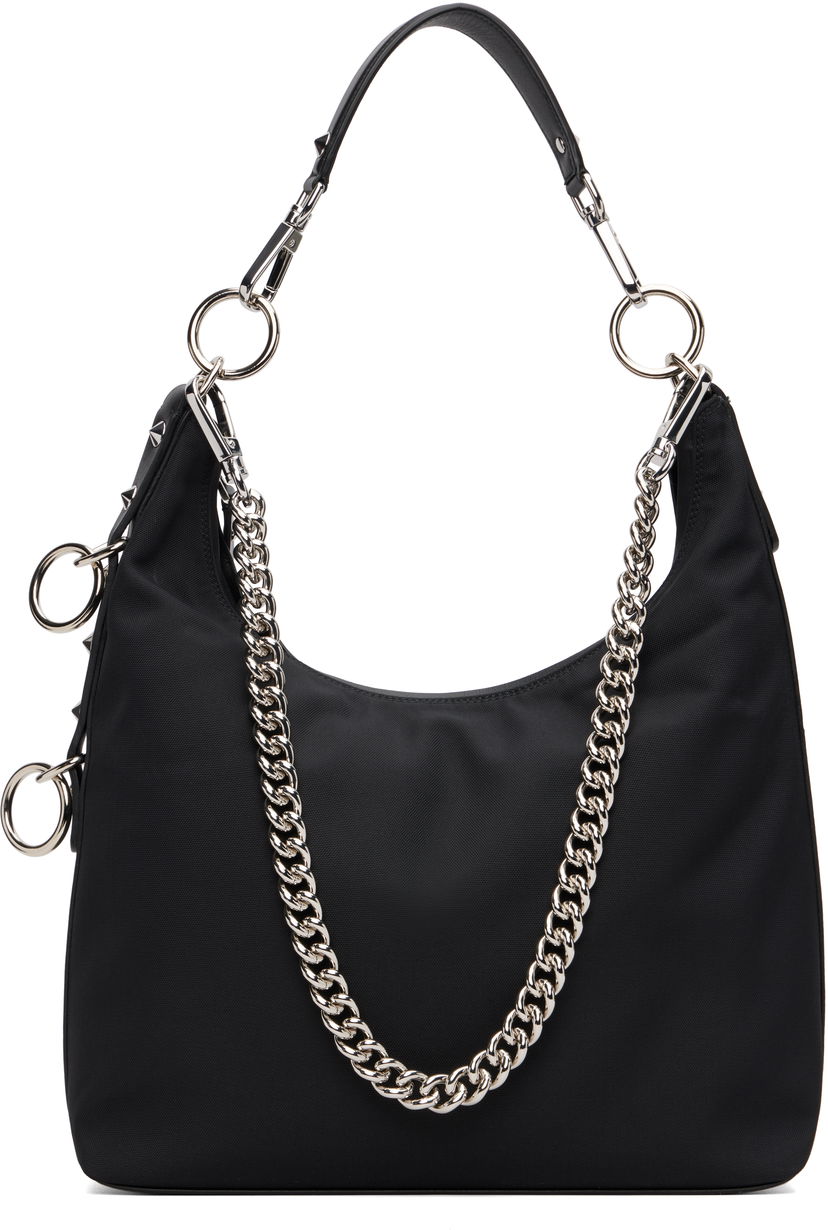 Ručna torbica R13 Small Chain-Link and Studded Hobo Bag Crna | R13WA062-A010