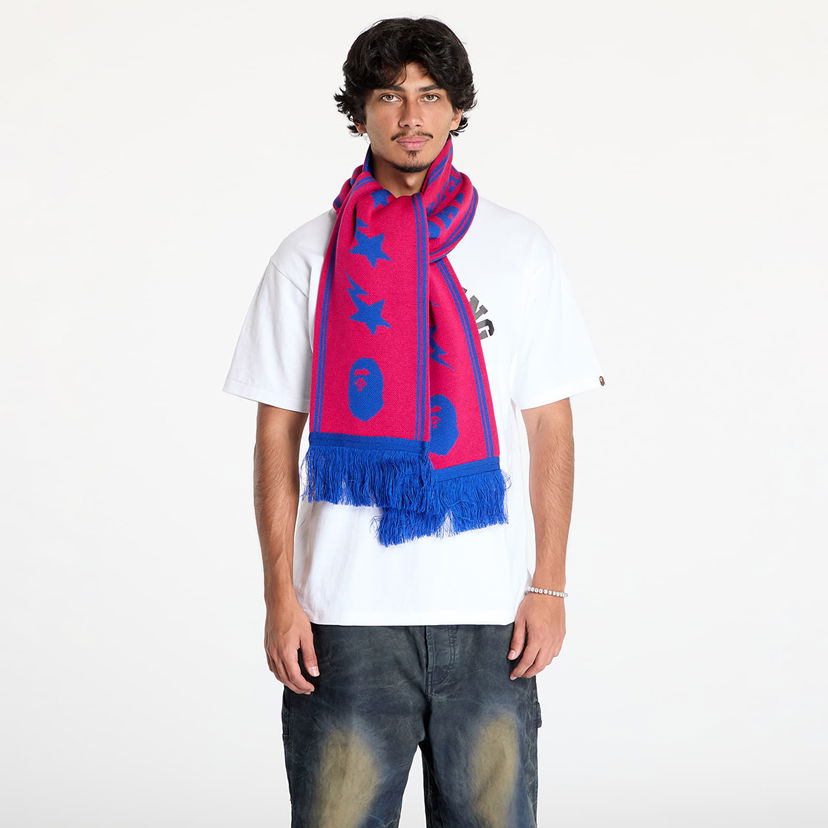 Šal BAPE Jacquard Bape Logo Long Scarf Ružičasta | 001GDK801011M PNK