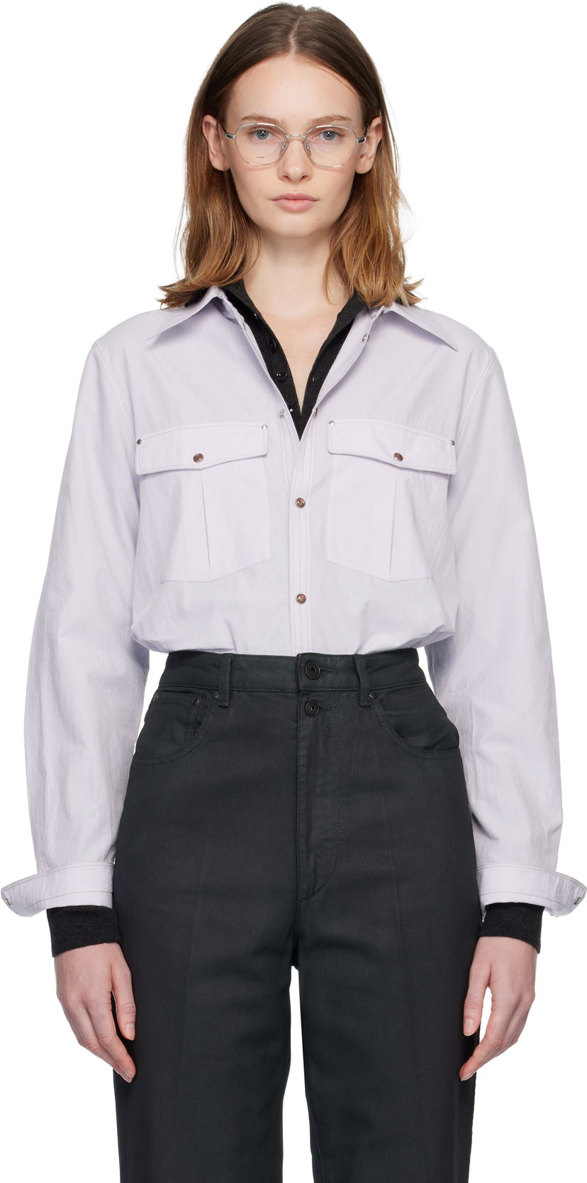 Košulja LEMAIRE LEMAIRE Chest-Pocket Fitted Shirt Ljubičasta | SH1187 LF1399