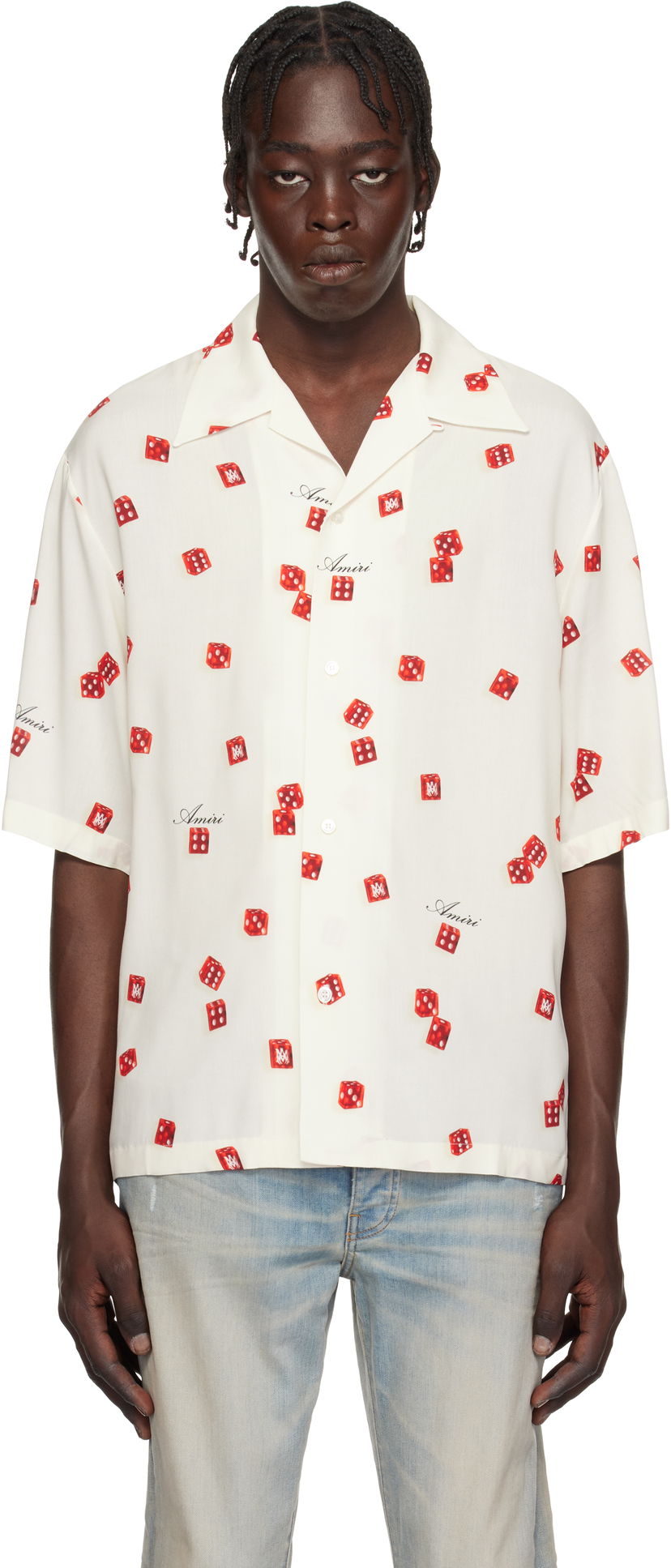 Košulja AMIRI Dice Print Bowling Shirt Bijela | AMSTCA1093