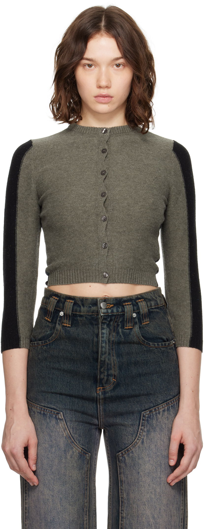 Džemper Eckhaus Latta Eckhaus Latta Racer Cardigan Siva | 8261-EL-PF25-R -