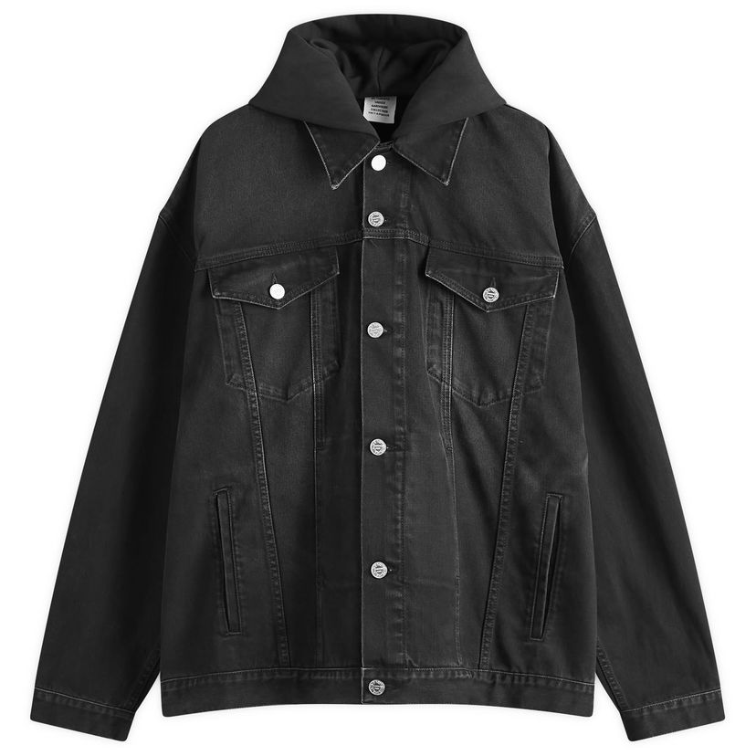 Jakna VETEMENTS Vetements 3D Logo Hooded Denim Jacket, Size Large Crna | UA66JA500B