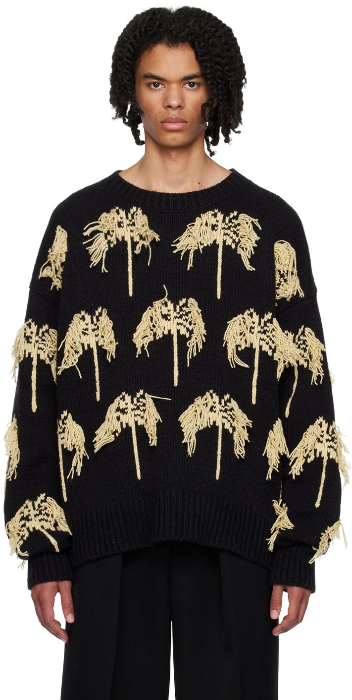 Džemper Jil Sander Jil Sander Crewneck Palm Tree Sweater Crna | J22GP0127_J15378