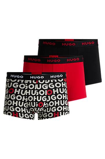 Bokserice BOSS HUGO Men's 3-Pack Stretch Cotton Trunks with Logo Waistbands Višebojno | 50532550