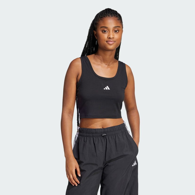 Crop top adidas Performance Cotton Tank Top Crna | JE1321