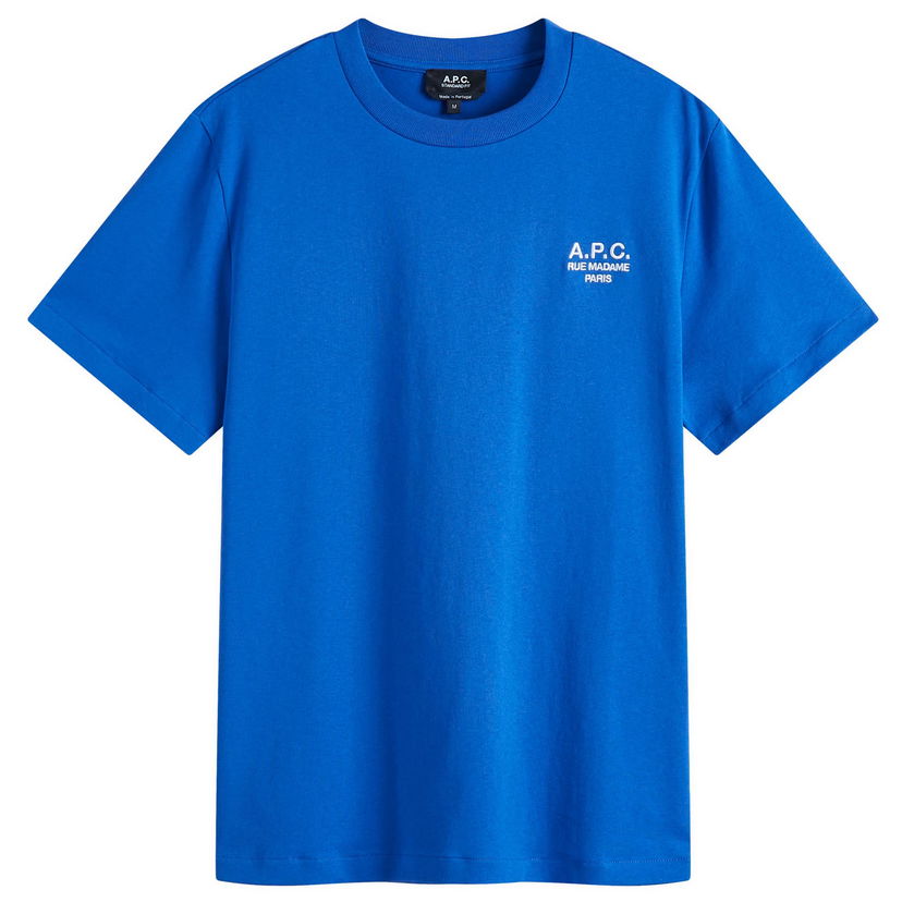 Majica kratkih rukava A.P.C. Men's Rue Madame Logo T-Shirt, Size Small Plava | COHBU-M26388-IMA