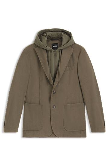 Jakna BOSS Slim-fit jacket with integrated hoodie Zelena | 50549394, 0