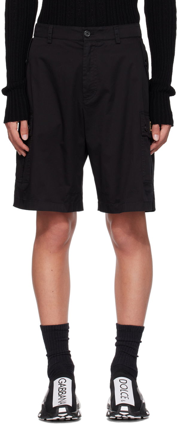 Kratke hlače Dolce & Gabbana Black Plate Shorts Crna | GV5IHTFUFJR