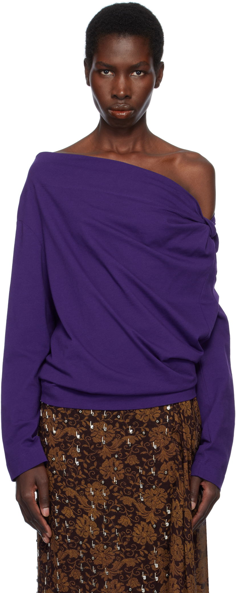 Džemper Dries Van Noten Dries Van Noten Off-Shoulder Top Ljubičasta | 251-011142-1603