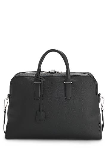 Putna torba BOSS Grained Leather Holdall with Logo Keyholder Crna | 50548231