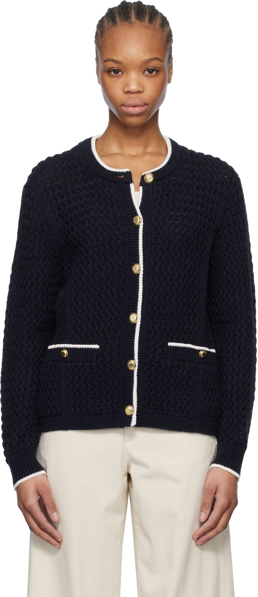 Džemper rag & bone Rag & Bone Daria Knit Cardigan Tamnoplava | WAS24P045SD45