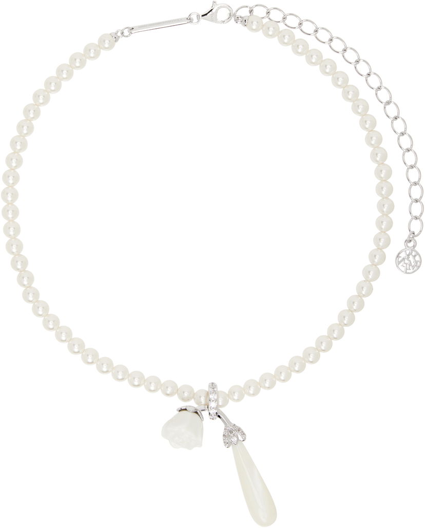 Ogrlica SHUSHU/TONG SHUSHU/TONG YVMIN Edition Faux-Pearl Rose Necklace Bijela | 25303WHT00NN