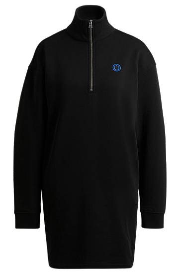 Džemper BOSS HUGO Zip-Neck Terry Dress Crna | 50520105