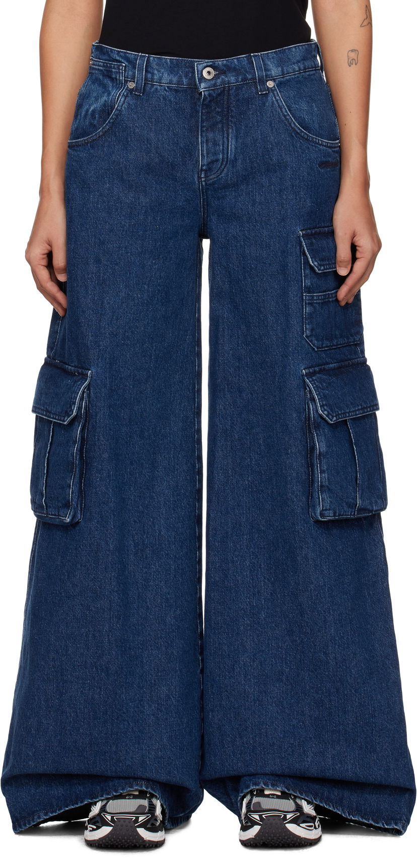 Cargo hlače Off-White Wide Leg Cargo Jeans Plava | OWYB019F24DEN0014600