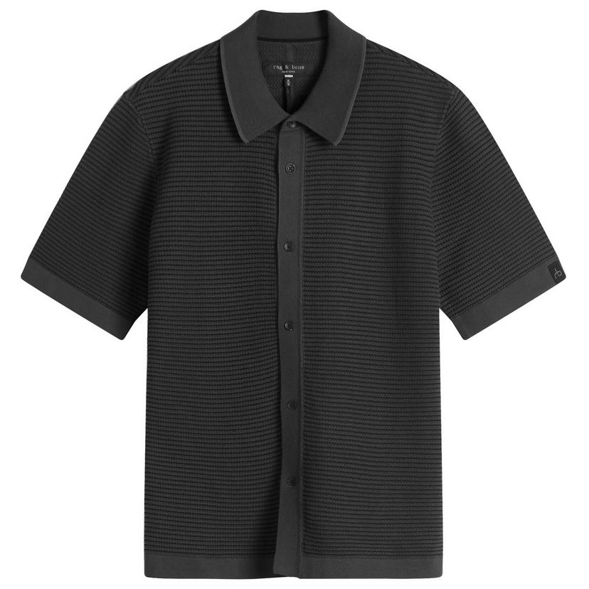 Košulja rag & bone Rag & Bone Men's Harvey Jacquard Stripe Polo Shirt, Size Large Crna | MBS25S025BC25-WBK