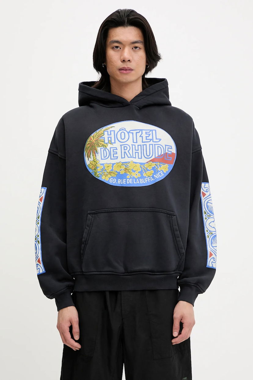 Dukserice Rhude RHUDE Hotel Print Hoodie Crna | RHSS25HO01012