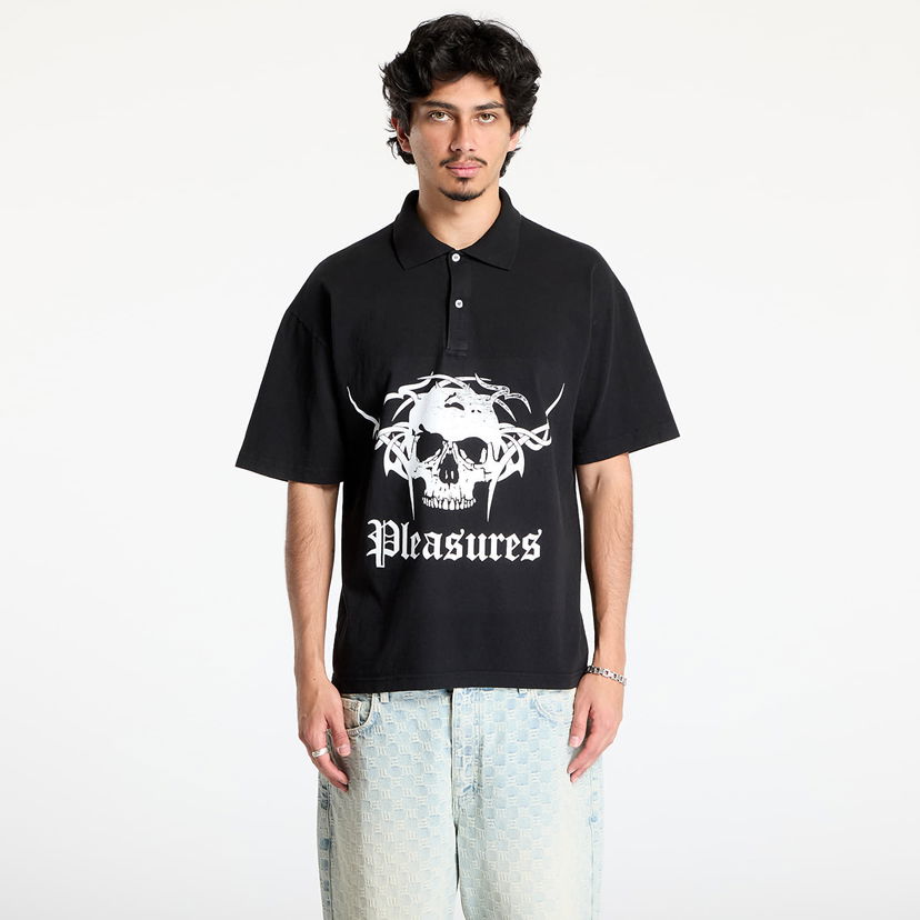 Polo majica Pleasures Pleasures Tradition Polo Shirt Crna | P25SU048 BLACK