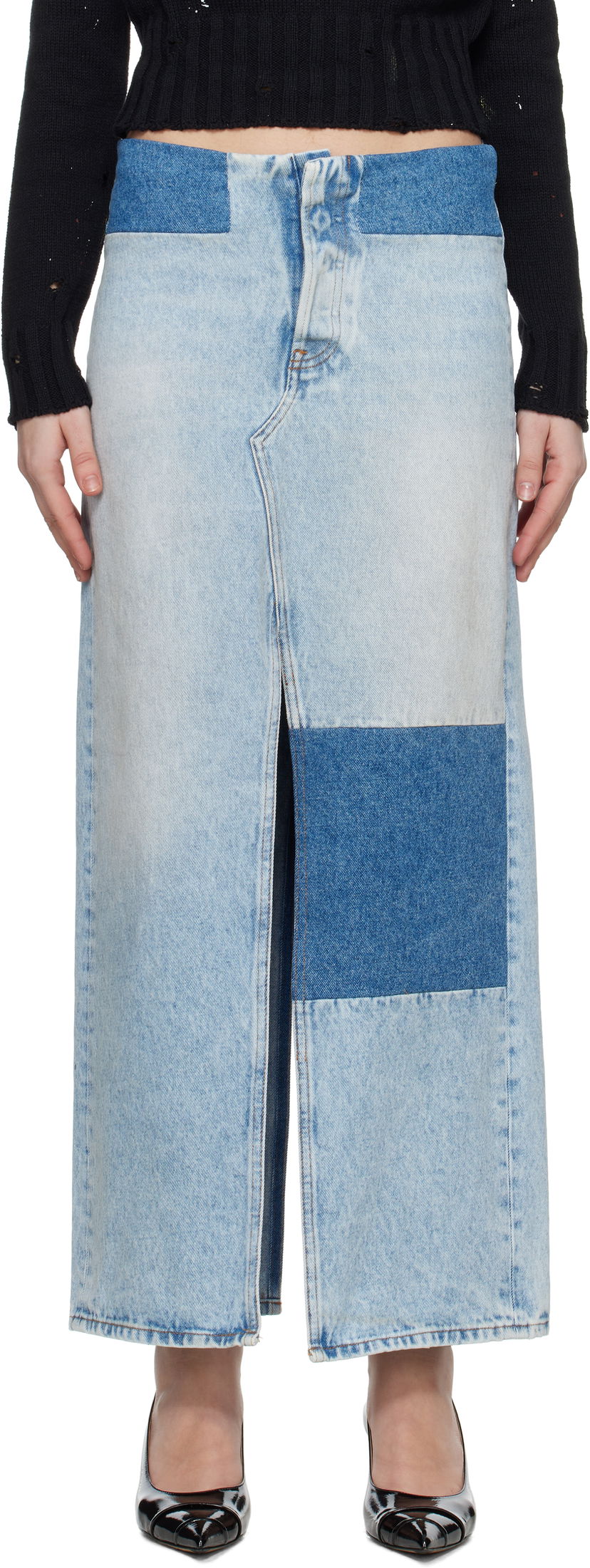Suknja Maison Margiela MM6 Maison Margiela Paneled Denim Maxi Skirt Plava | S62MI0032 M30018