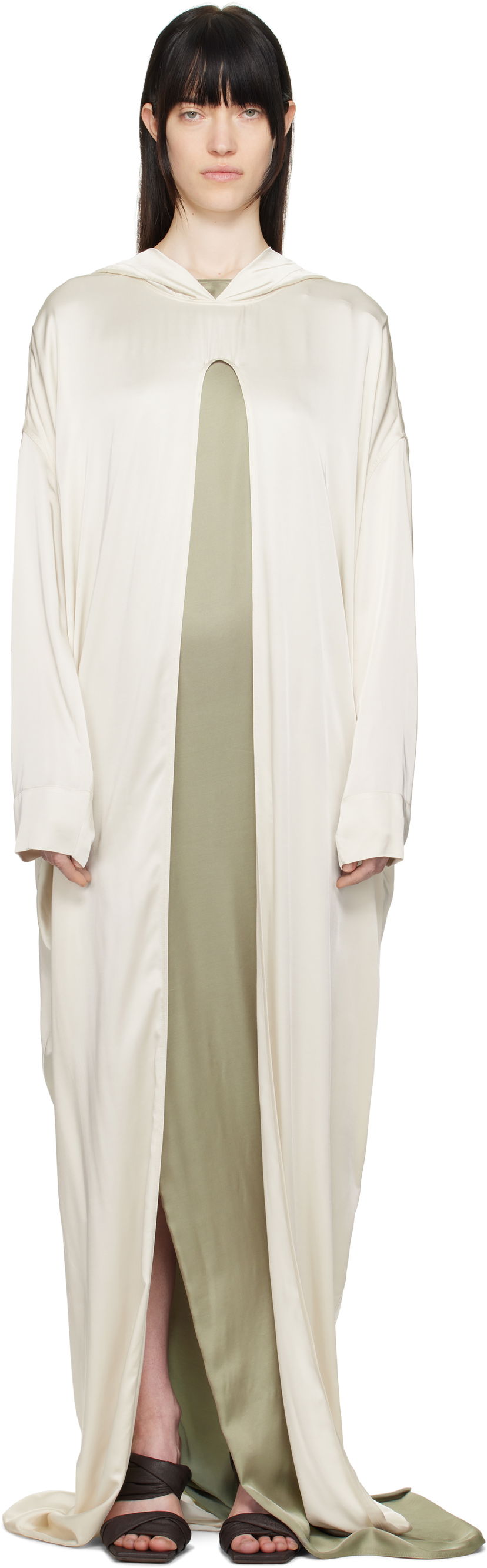 Haljina Rick Owens Rick Owens Hollywood Peter Cloak Maxi Dress Bež | RP01E7901 SCH