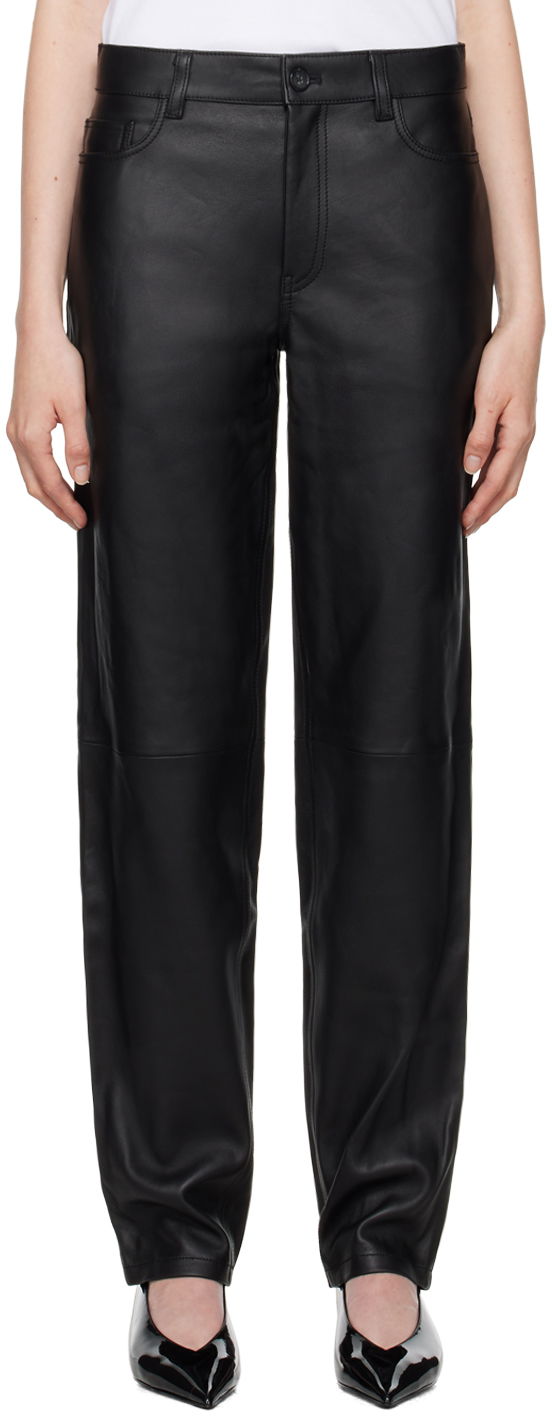 Hlače TOTEME TOTEME Five-Pocket Leather Pants Crna | 244-WRB0229-LE0083