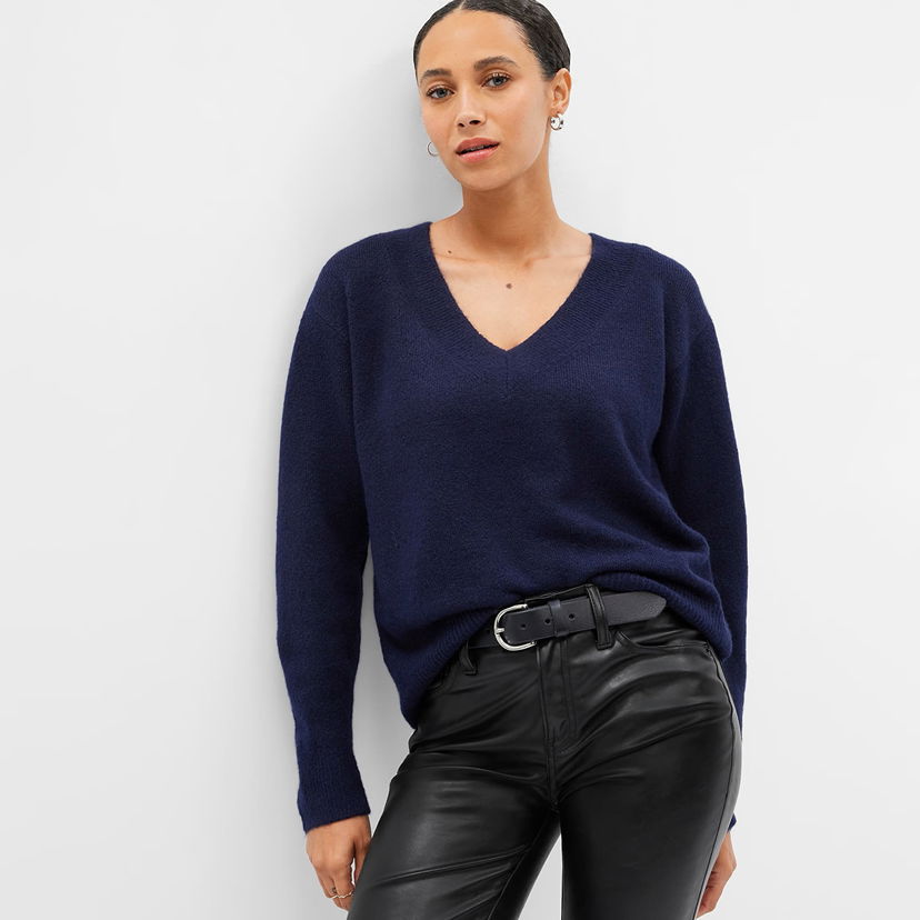 Džemper GAP Sweater V Neck Sweater Navy Uniform S Crna | 750656-03