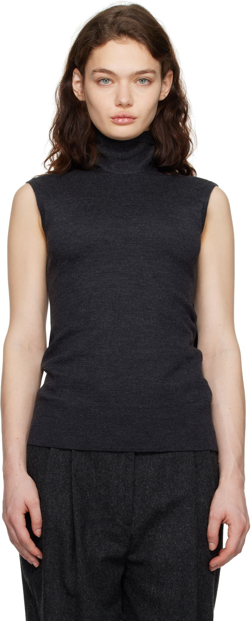 Džemper TOTEME TOTEME Sleeveless Turtleneck Knit Tank Top Siva | 251-WRT4388-YA0133