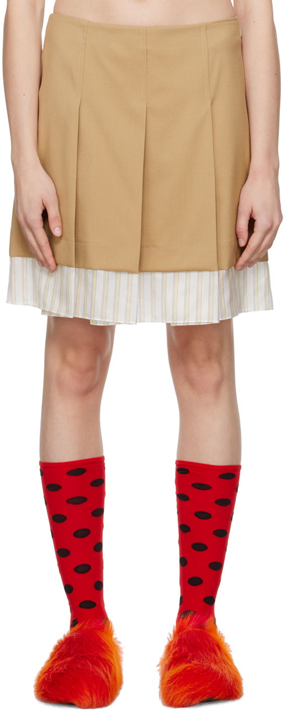 Suknja Marni Pleated Miniskirt Bež | GOMA0596Q0 TW839