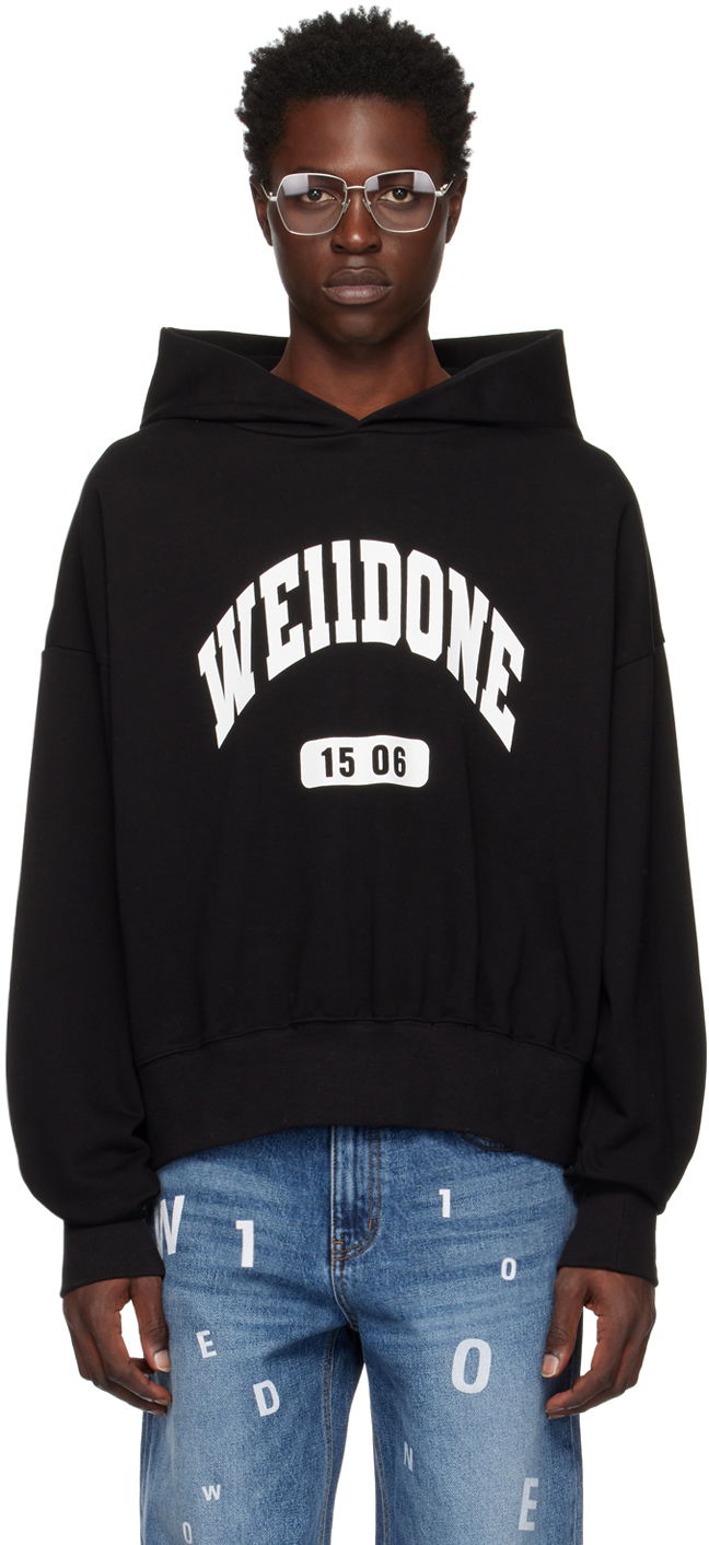 Dukserice We11done Printed Hoodie Crna | WD-TH3-22-807-U-BK