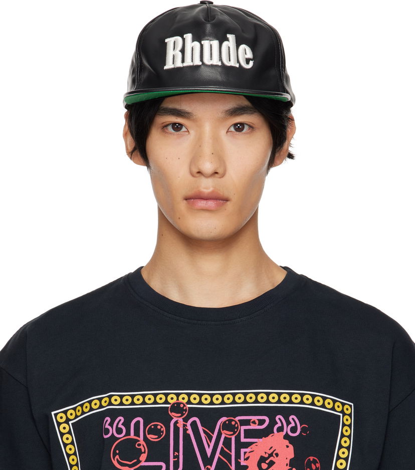 Kapa Rhude Rhude Logo Leather Cap Crna | RHPF25HA01459