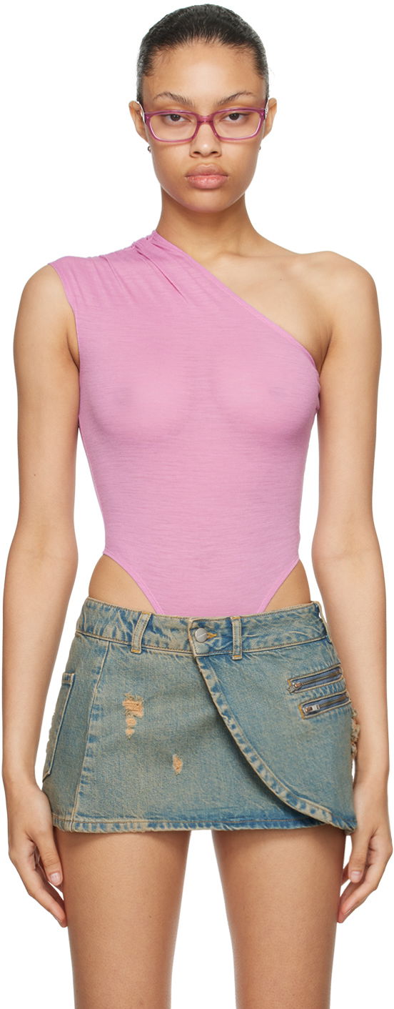 Majica bez rukava Miaou Miaou One Shoulder Bodysuit Ružičasta | 6005WOSVLT