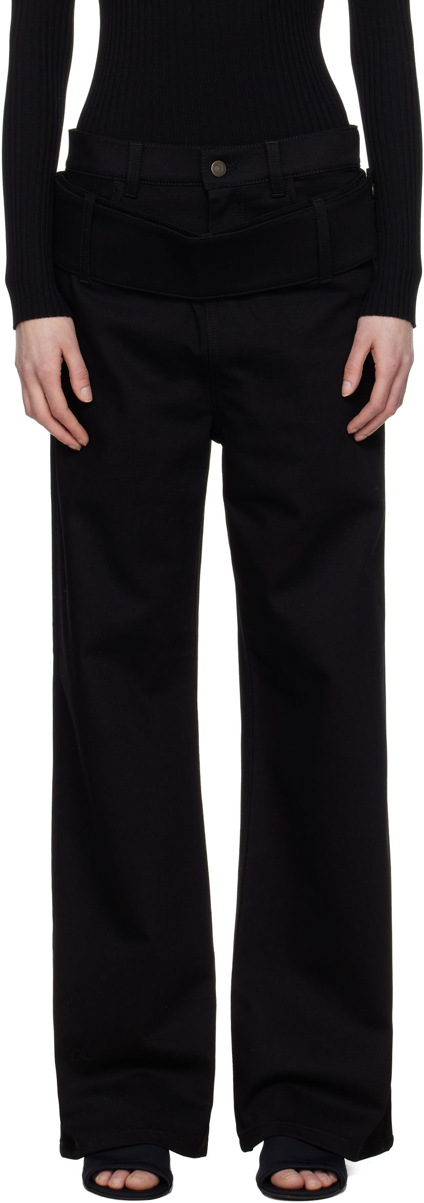 Hlače Courrèges Courrèges Double Belt Jeans Crna | 125DPA313DE0020