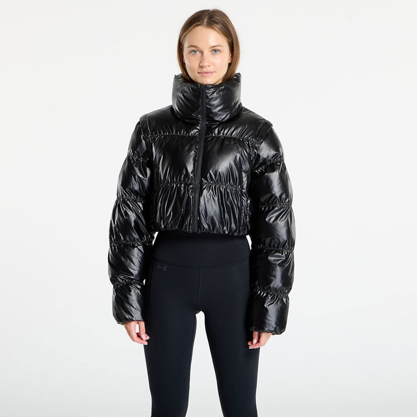 Pernata jakna adidas Originals Essentials Glossy Cropped Puffer Jacket Crna | JX2988