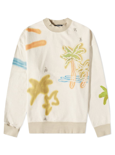 Dukserice Palm Angels Neon Palm Crew Sweat Bež | PMBA065S23FLE0050384