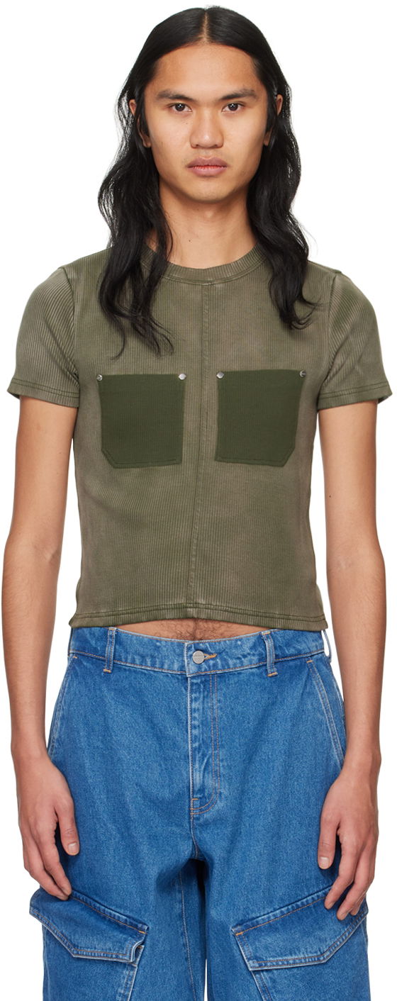 Majica kratkih rukava Dion Lee Sprayed Shrunken Rivet T-Shirt Zelena | C3168PS24