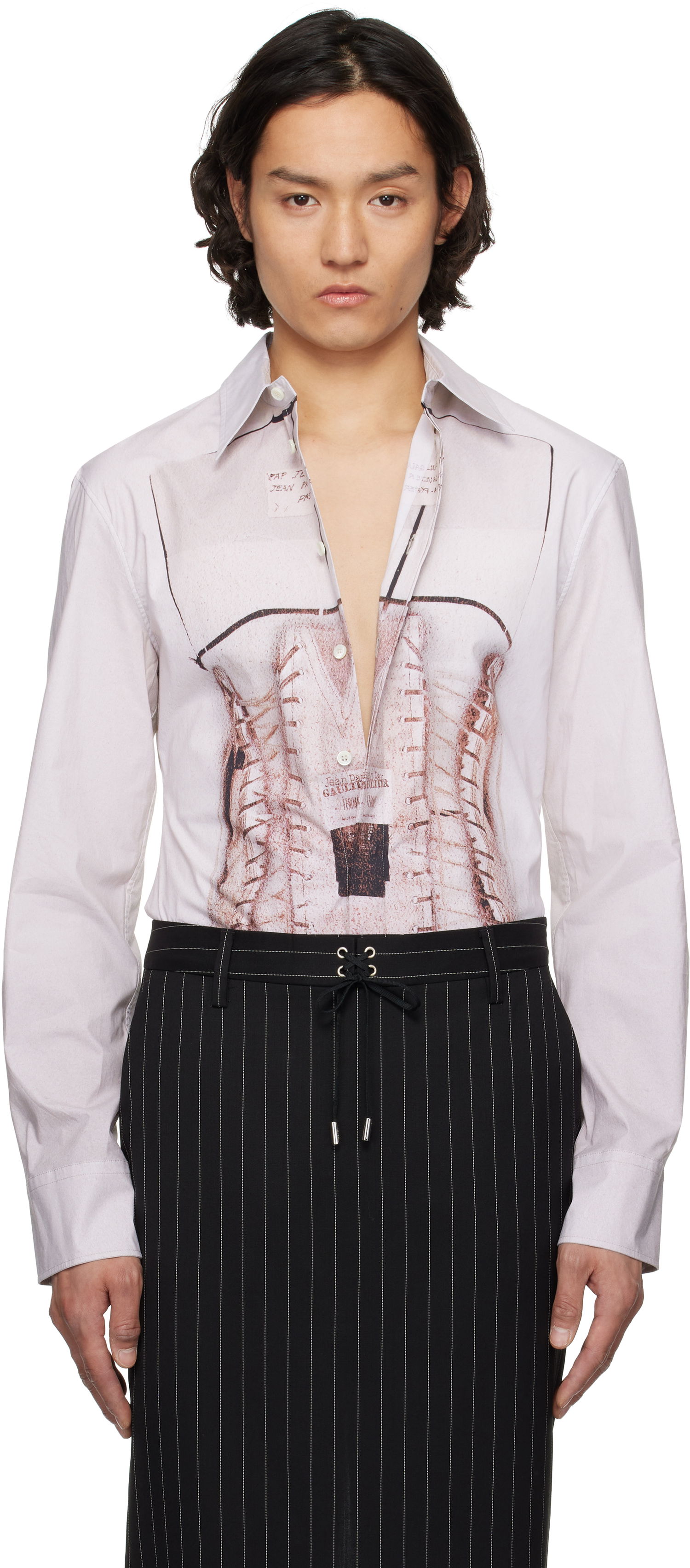 Košulja Jean Paul Gaultier Jean Paul Gaultier Trompe-L'Œil Corset Print Shirt Bijela | 25/34-F-CH096-C071-260100, 0