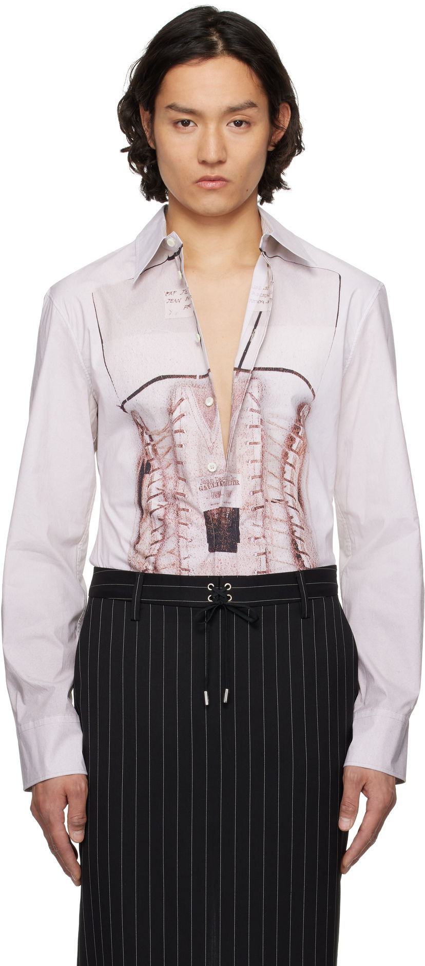Košulja Jean Paul Gaultier Jean Paul Gaultier Trompe-L'Œil Corset Print Shirt Bijela | 25/34-F-CH096-C071-260100