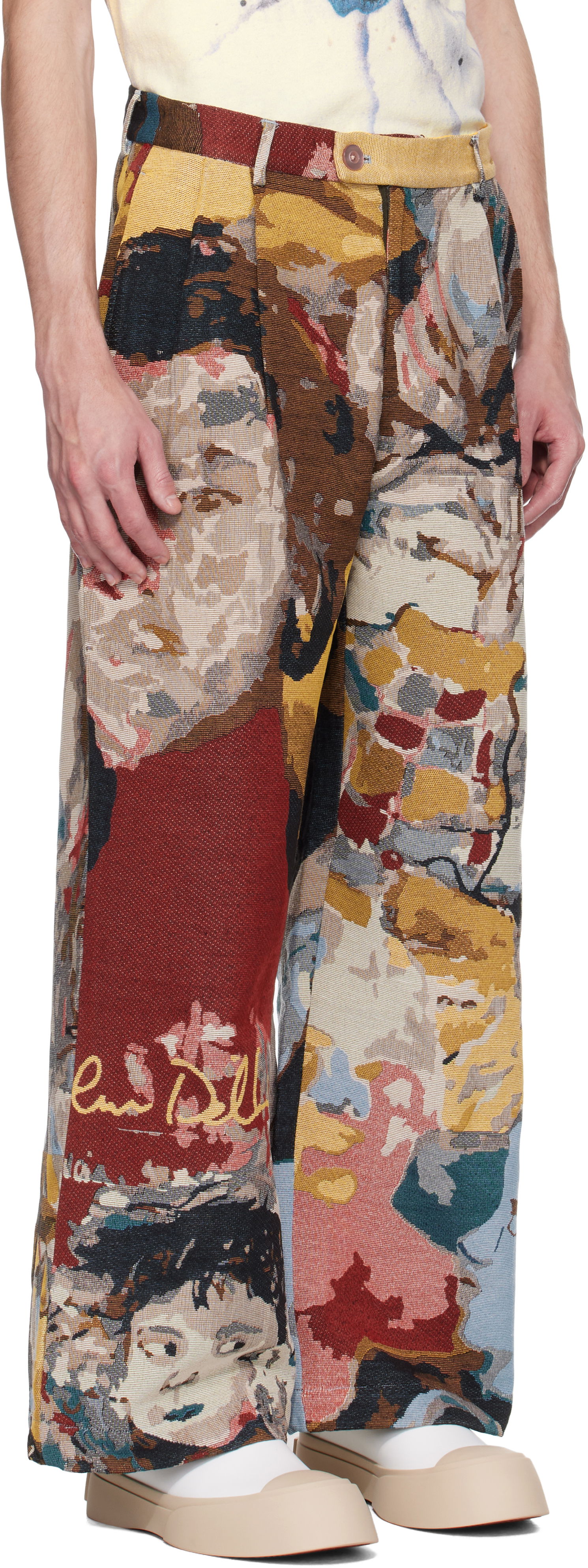 Hlače KidSuper KidSuper Jacquard Paintings Double Pleated Trousers Višebojno | SS25-PT-06, 1