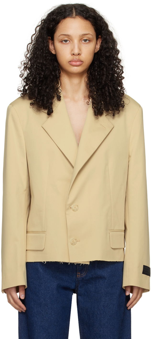 Kaputi Maison Margiela MM6 Raw Hem Blazer Bež | S52BN0133 S54452