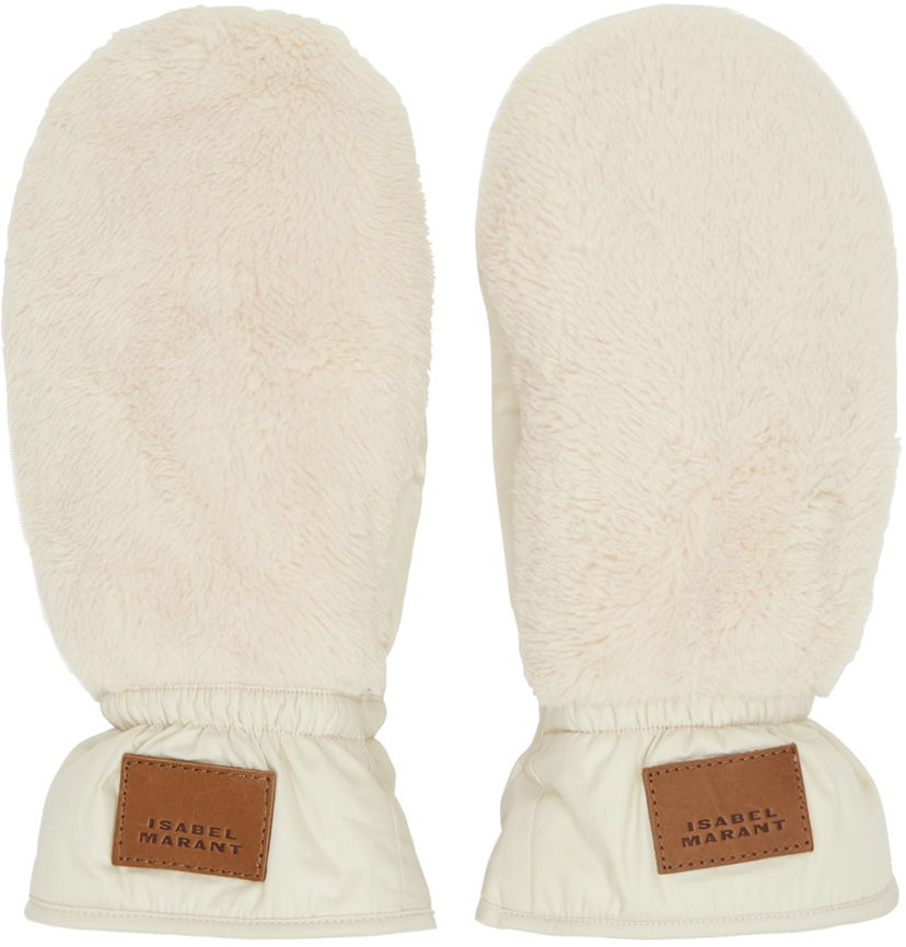 Rukavice ISABEL MARANT Faux Fur Mittens Bež | GA006XFA-B3C15A