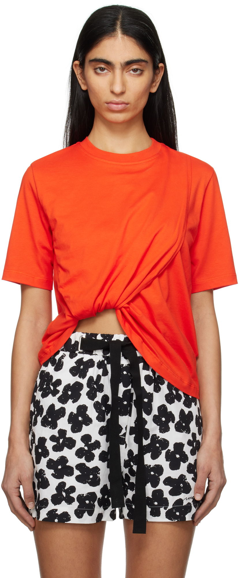 Majica kratkih rukava MSGM Gathered T-Shirt Narančasta | 3841MDM114 257002