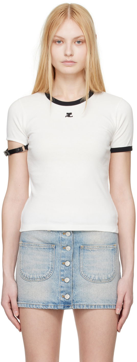 Majica kratkih rukava Courrèges Courrèges Buckle T-Shirt Bijela | 124JTS117JS0070