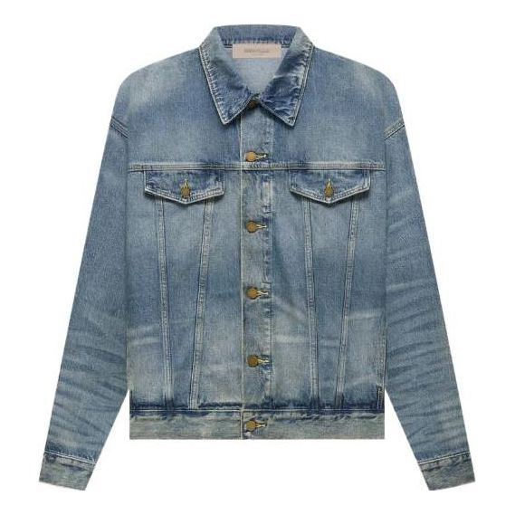 Jakna Fear of God Essentials Denim Trucker Jacket Plava | FOG-FW22-005