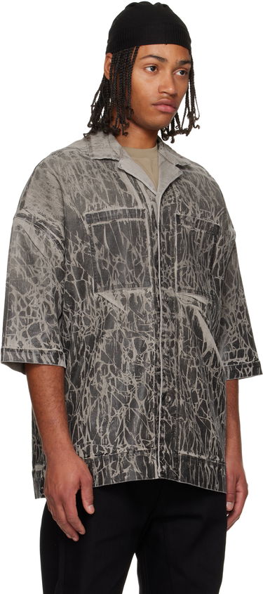 Košulja Rick Owens DRKSHDW Concordians Magnum Tommy Short-Sleeve Patterned Denim Shirt Siva | DU02E7294 SDWF, 1