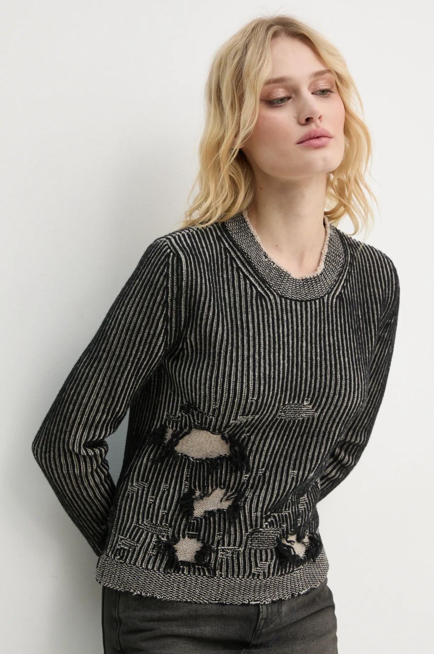 Džemper Maison Margiela Distressed Ribbed Knit Sweater Crna | S62HL0026.M13076, 0