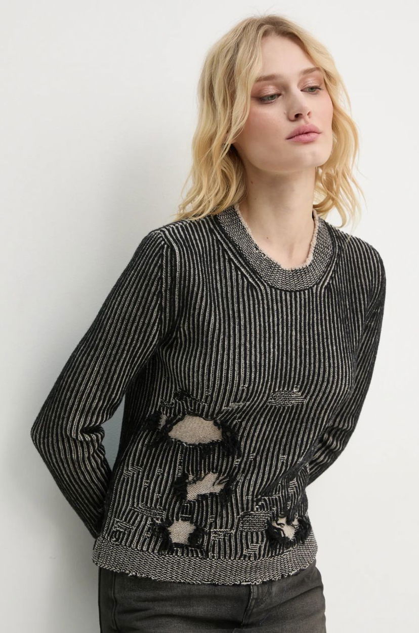 Džemper Maison Margiela Distressed Ribbed Knit Sweater Crna | S62HL0026.M13076